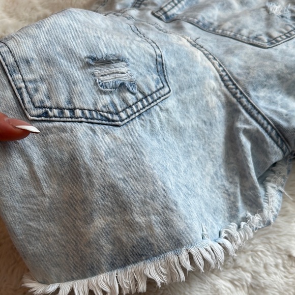 Vanilla Star Ripped Light Blue Jean Shorts - Picture 3 of 3